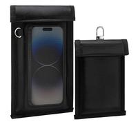 2 Piece Set of 1 Faraday Bag for Phone and 1 RFID Key Fob Protector, Signal Blocking Sleeves for Cell Phone, Smart Keys, Anti-Theft Fireproof & Waterproof Faraday Pouch