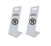 2-piece set of 54 cm high parking space full sign, rust proof metal floor sign, with stable base, suitable for commercial and private parking lots white