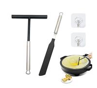 2-Piece Set of Stainless Steel Pancake Tools, Dough Spreader, Crepe Spreader, Spatula, Spreader Machine, Suitable for Kitchen, Restaurant, stall Setting, etc.