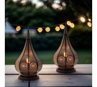 2-Piece Set Oriental Lantern Candle Holder Garden Decor Ezana Black