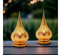 2-Piece Set Oriental Lantern Candle Holder Garden Decor Ezana Gold