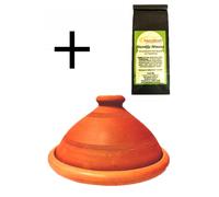 2-Piece Set, ORIGINAL Tajine Tagine Ø 26 Cm + Moroccan Mint Tea 40G