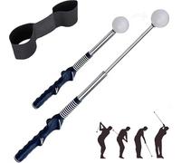 2-Piece Set Retractable Golf Training Aid and Arm Posture Correction Strap, Golf Swing Training Aid, Adjustable Golf Grip Trainer, Golf Practice Accessories for Beginners and Professionals (Navy)