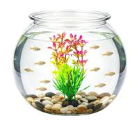2 Piece Set Round Small Fish Tank Centrepieces Artificial Aquarium Plants,Aquarium Fish Tank Starter Kit for Home Office Desk Decor,Small Fishs Bowl Vase Hydroponic Planter and Home Decorations