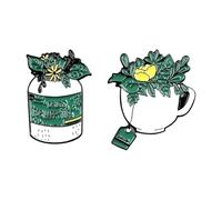 2 Piece Set Turtle Flower Heart Ticket Demon Whale - Enamel Metal Lapel Pin Clothes, Normal, Non-precious metal