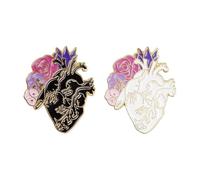 2 Piece Set Turtle Flower Heart Ticket Demon Whale - Enamel Metal Lapel Pin Clothes, Normal, Non-precious metal