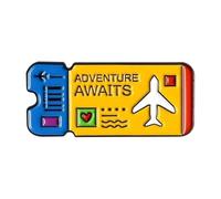 2 Piece Set Turtle Flower Heart Ticket Demon Whale - Enamel Metal Lapel Pin Clothes, Normal, Non-precious metal