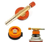 2 Piece Set Valve Caps Camping Gas Refill Adapter and Adaptor for Butane Canister - Universal Brass Bottle Adaptor for Screw Gas Cartridge