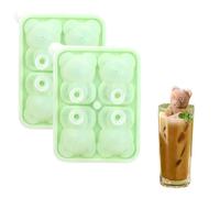 2-Piece Silicone Bear Ice Cube Tray - 4 Cavity Cute 3D Bear Shape Ice Molds With Lid