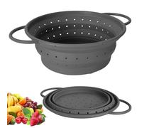 2-Piece Silicone Colander Set, Collapsible Kitchen Strainer with Handles for Pasta, Vegetables & Fruits, BPA-Free Foldable Drain Basket, Space-Saving Dishwasher Safe Colanders (Large & Small)