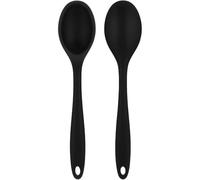 2-Piece Silicone Non-Stick Spoon Set 27.7cm - Heat Resistant Cooking Spatula for Non-Scratch Stirring & Mixing (Black)