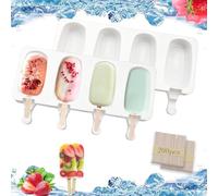 2-Piece Silicone Popsicle Moulds with Sticks - 26cm, Reusable Ice Cream & Cakesicle Moulds - 200 Lolly Sticks for DIY Frozen Dessert