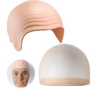2 Piece Skin Tone Sock Hairnet,Latex Bald Cap,Bald Wig Head Cap,Halloween Fake Scalp,Simulation Scalp Masquerade Props,Cosplay Make-up Party Props,Adult Men and Women Halloween Party Bald Head Hat
