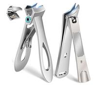 2-Piece Slant Curved Blade Nail Clipper Clippers for Thick Nails for Seniors Nail Clippers for Men Thick Nails for Thick Toenails and Ingrown Nails, Podiatrist Toenail Clippers for Seniors and Men