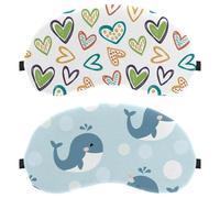 2 Piece Sleep Eye Mask for Side Sleeper, Sleeping Mask, Cute Cartoon Dolphins Pattern Blue Light Blocking Eye Mask, Soft Eye Shade Cover for Travel, Nap, Plane