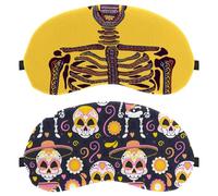 2 Piece Sleep Eye Mask for Side Sleeper, Sleeping Mask, Day of The Dead Skull Head Pattern Light Blocking Eye Mask, Soft Eye Shade Cover for Travel, Nap, Plane