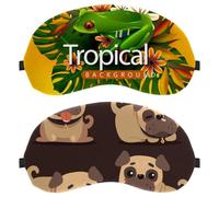 2 Piece Sleep Eye Mask for Side Sleeper, Sleeping Mask, Happy Lovely Brown Pugs Dogs Puppy Light Blocking Eye Mask, Soft Eye Shade Cover for Travel, Nap, Plane