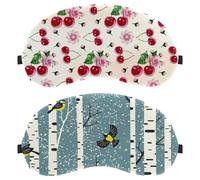 2 Piece Sleep Eye Mask for Side Sleeper, Snowy Birch Trees Branches Birds Sleeping Mask, Light Blocking Eye Mask, Soft Eye Shade Cover for Travel, Nap, Plane