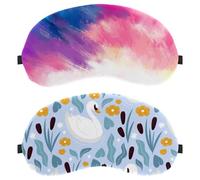 2 Piece Sleep Eye Mask for Side Sleeper, Swan Pattern Sleeping Mask, Light Blocking Eye Mask, Soft Eye Shade Cover for Travel, Nap, Plane