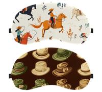 2 Piece Sleep Eye Mask for Side Sleeper, West Style Vintage Cowboy Hats Brown Background Sleeping Mask, Light Blocking Eye Mask, Soft Eye Shade Cover for Travel, Nap, Plane