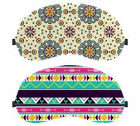 2 Piece Sleep Mask, Completely Block Out Light Eye Mask for Side Sleeper, Bohemia Boho Zero Eye Pressure Night Blindfold, Adjustable Eye Shade Cover