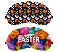 2 Piece Sleep Mask, Completely Block Out Light Eye Mask for Side Sleeper, Colorful Easter Eggs Zero Eye Pressure Night Blindfold, Adjustable Eye Shade Cover