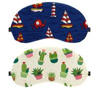 2 Piece Sleep Mask, Completely Block Out Light Eye Mask for Side Sleeper, Hand Drawn Diamond Cactus Zero Eye Pressure Night Blindfold, Adjustable Eye Shade Cover