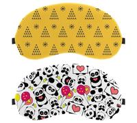 2 Piece Sleep Mask, Completely Block Out Light Eye Mask for Side Sleeper, Panda Pattern Balloon Heart Zero Eye Pressure Night Blindfold, Adjustable Eye Shade Cover