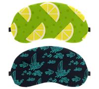 2 Piece Sleep Mask, Completely Block Out Light Eye Mask for Side Sleeper, Ship Boat Pattern Fish Dark Background Zero Eye Pressure Night Blindfold, Adjustable Eye Shade Cover