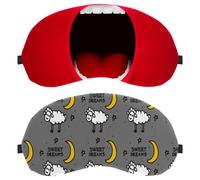 2 Piece Sleep Mask, Completely Block Out Light Eye Mask for Side Sleeper, Zero Eye Pressure Night Blindfold, Sweet Dreams Sheeps Moon Star Grey Adjustable Eye Shade Cover