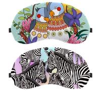 2 Piece Sleep Mask, Completely Block Out Light Eye Mask for Side Sleeper, Zero Eye Pressure Night Blindfold, Zebra Pink Beautiful Adjustable Eye Shade Cover