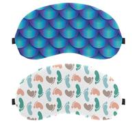 2 Piece Sleep Mask Cover, Baby Footprints Pattern Green Blue Eye Mask for Men Women, Breathable Sleeping Eye Masks, Zero Eye Pressure for Sleeping