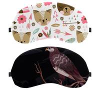 2 Piece Sleep Mask Cover, Buzzard Bird Sitting at a Branch Eye Mask for Men Women, Breathable Sleeping Eye Masks, Zero Eye Pressure for Sleeping