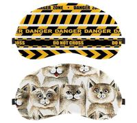 2 Piece Sleep Mask Cover, Cat Pattern Retro Cute Eye Mask for Men Women, Breathable Sleeping Eye Masks, Zero Eye Pressure for Sleeping