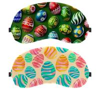 2 Piece Sleep Mask Cover, Eye Mask for Men Women, Colorful Easter Eggs Breathable Sleeping Eye Masks, Zero Eye Pressure for Sleeping