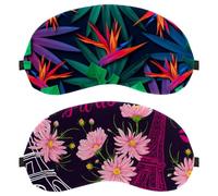 2 Piece Sleep Mask Cover, Eye Mask for Men Women, Paris Eiffel Tower Floral Pattern Breathable Sleeping Eye Masks, Zero Eye Pressure for Sleeping
