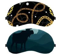 2 Piece Sleep Mask Cover Silhouette Moose on Rolling Hills Night, Eye Mask for Men Women, Breathable Sleeping Eye Masks, Zero Eye Pressure for Sleeping