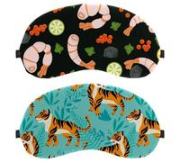 2 Piece Sleep Mask Cover, Tiger Pattern Animal Blue Green Leaves Eye Mask for Men Women, Breathable Sleeping Eye Masks, Zero Eye Pressure for Sleeping