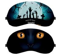 2 Piece Sleep Mask, Creepy Halloween Cat Eye Light Blocking Sleeping Eye Mask for Women Men, Night Blindfold, Breathable Eye Mask Cover
