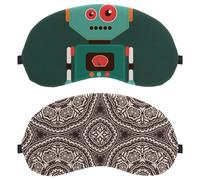 2 Piece Sleep Mask, Eye Mask for Men Women, Brown Psychedelic Henna No Pressure Night Eye Cover, Breathable Sleeping Eye Mask, Light Blocking