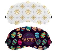 2 Piece Sleep Mask, Eye Mask for Men Women, Easter Eggs Dark Background No Pressure Night Eye Cover, Breathable Sleeping Eye Mask, Light Blocking