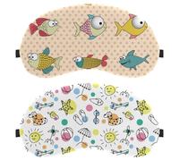 2 Piece Sleep Mask, Eye Mask for Men Women, Graffiteing Handwriting Paint Umbrella Sun Dot No Pressure Night Eye Cover, Breathable Sleeping Eye Mask, Light Blocking