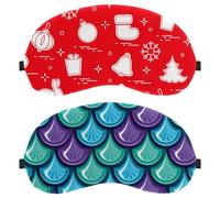 2 Piece Sleep Mask, Eye Mask for Men Women, Green Blue Purple Fish Scale Pattern No Pressure Night Eye Cover, Breathable Sleeping Eye Mask, Light Blocking