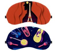 2 Piece Sleep Mask, Eye Mask for Men Women, Music Instrument Guitar Violin Drum Jazz No Pressure Night Eye Cover, Breathable Sleeping Eye Mask, Light Blocking