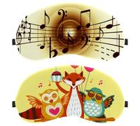 2 Piece Sleep Mask, Eye Mask for Men Women, No Pressure Night Eye Cover, Cute Woodland Fox Owl Animals Happy Birthday Breathable Sleeping Eye Mask, Light Blocking