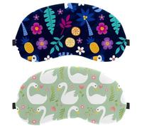 2 Piece Sleep Mask, Eye Mask for Men Women, White Swan Pattern Pink Flowers Green Spring No Pressure Night Eye Cover, Breathable Sleeping Eye Mask, Light Blocking