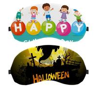 2 Piece Sleep Mask, Eyeshade for Side Sleeper Men Women, Happy Halloween Light Blocking Eye Mask Cover with Adjustable Strap, Night Blindfold