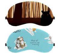 2 Piece Sleep Mask, Eyeshade for Side Sleeper Men Women, Not Moving Cat Blue Light Blocking Eye Mask Cover with Adjustable Strap, Night Blindfold