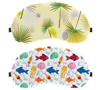 2 Piece Sleep Mask for Back and Side Sleeper, 100% Light Blocking Eye Mask, Colorful Fishes Hook Snail Octopus Adjustable & Breathable Sleeping Eye Cover, Zero Eye Pressure
