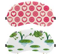 2 Piece Sleep Mask for Back and Side Sleeper, 100% Light Blocking Eye Mask, Frog Jumped in The Lotus Leaf Adjustable & Breathable Sleeping Eye Cover, Zero Eye Pressure